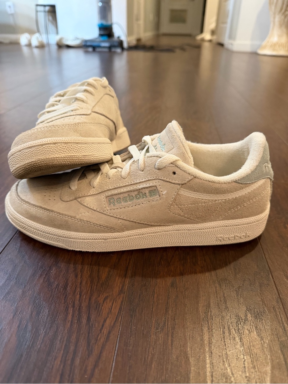 Reebok Beige Suede Low-Top Sneakers